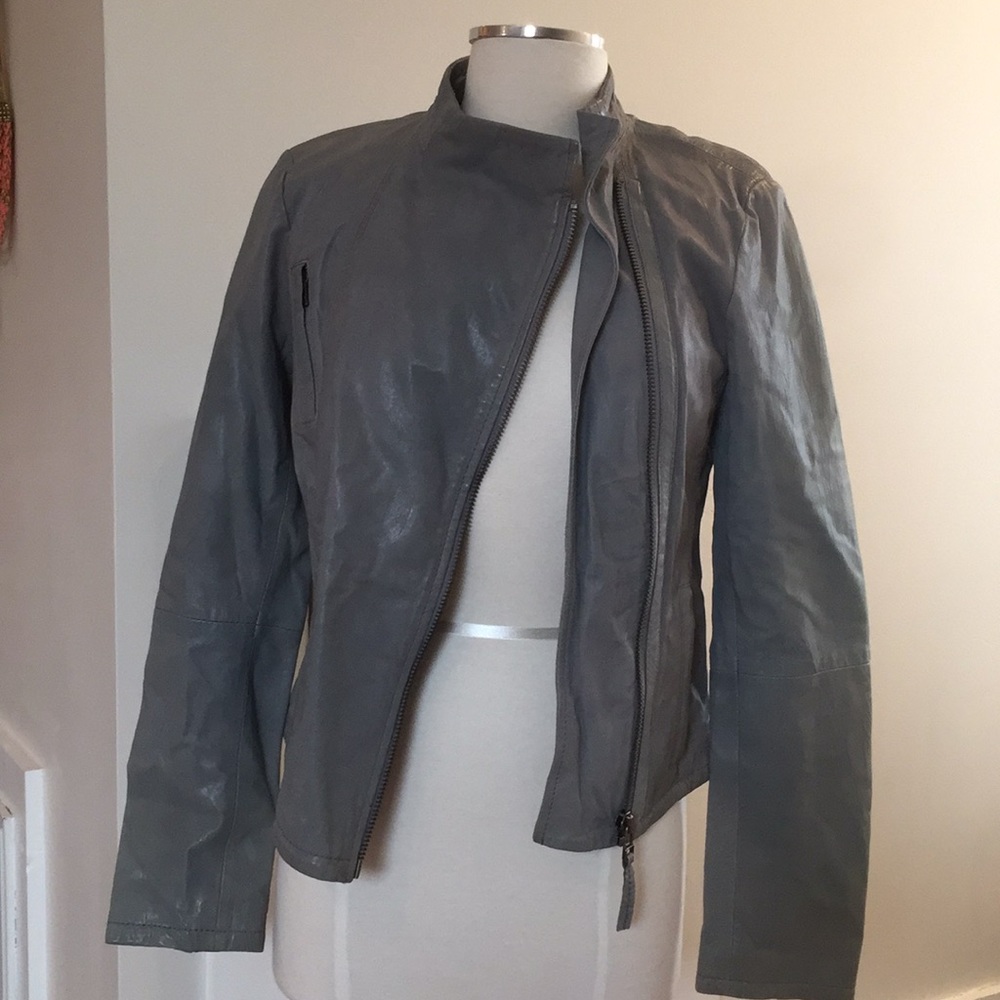 All Saints. Gray leather jacket. size 8.